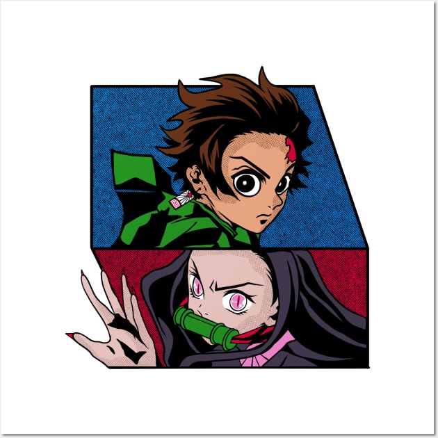 two demon slayer brothers and sisters Wall Art by feringrh